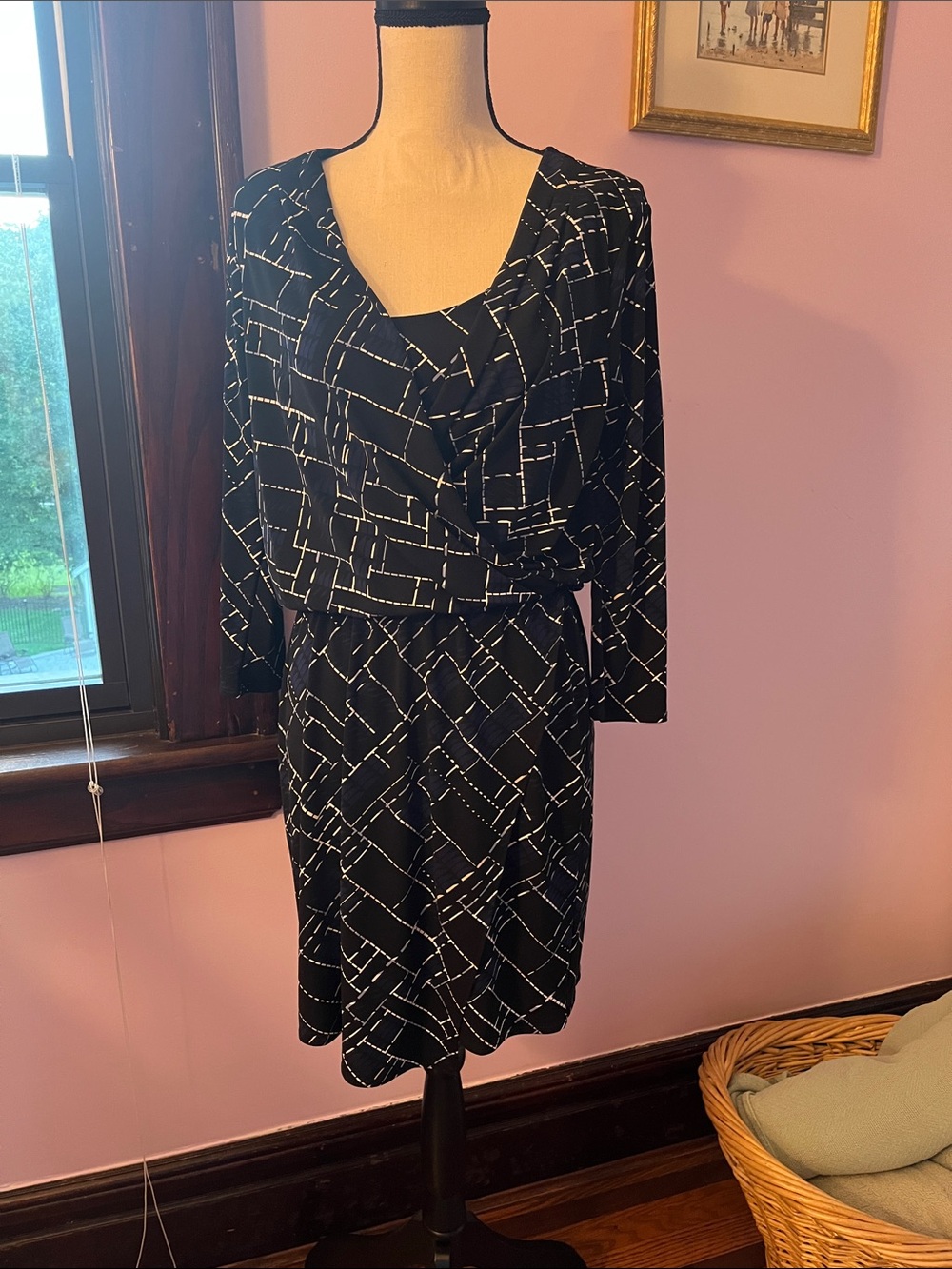 Black and White Patterned Women's Dress
